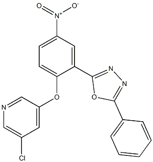 2-{2-[(5-chloro-3-pyridyl)oxy]-5-nitrophenyl}-5-phenyl-1,3,4-oxadiazole 结构式