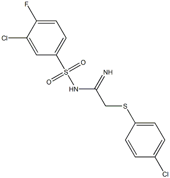 N1-{2-[(4-chlorophenyl)thio]ethanimidoyl}-3-chloro-4-fluorobenzene-1-sulfonamide 结构式