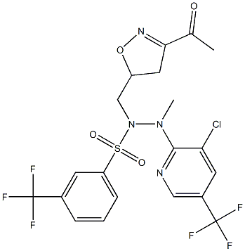 N-[(3-acetyl-4,5-dihydro-5-isoxazolyl)methyl]-N'-[3-chloro-5-(trifluoromethyl)-2-pyridinyl]-N'-methyl-3-(trifluoromethyl)benzenesulfonohydrazide 结构式