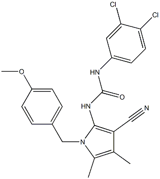 N-[3-cyano-1-(4-methoxybenzyl)-4,5-dimethyl-1H-pyrrol-2-yl]-N'-(3,4-dichlorophenyl)urea 结构式