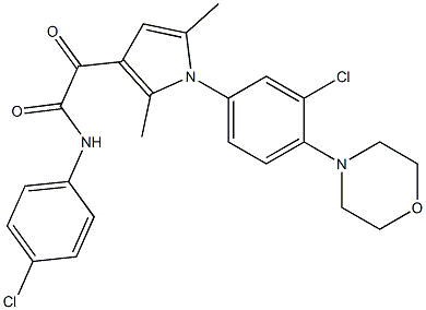 2-[1-(3-chloro-4-morpholinophenyl)-2,5-dimethyl-1H-pyrrol-3-yl]-N-(4-chlorophenyl)-2-oxoacetamide 结构式