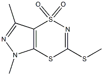 5,7-dimethyl-3-(methylthio)-1,5-dihydro-1lambda~6~-pyrazolo[3,4-e][1,4,2]dithiazine-1,1-dione 结构式