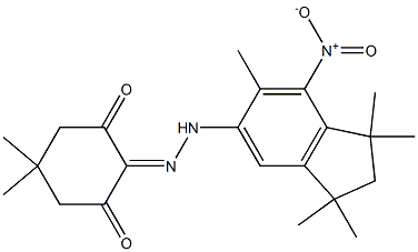 5,5-dimethyl-2-[2-(1,1,3,3,6-pentamethyl-7-nitro-2,3-dihydro-1H-inden-5-yl)hydrazono]cyclohexane-1,3-dione 结构式