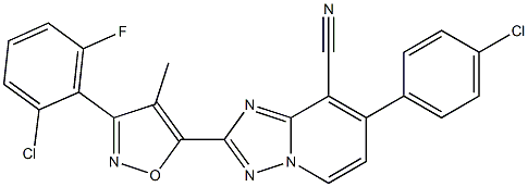 2-[3-(2-chloro-6-fluorophenyl)-4-methyl-5-isoxazolyl]-7-(4-chlorophenyl)[1,2,4]triazolo[1,5-a]pyridine-8-carbonitrile 结构式