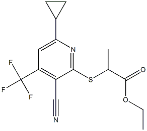 ethyl 2-{[3-cyano-6-cyclopropyl-4-(trifluoromethyl)-2-pyridinyl]sulfanyl}propanoate 结构式