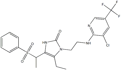 1-(2-{[3-chloro-5-(trifluoromethyl)-2-pyridinyl]amino}ethyl)-5-ethyl-4-[1-(phenylsulfonyl)ethyl]-1,3-dihydro-2H-imidazol-2-one 结构式