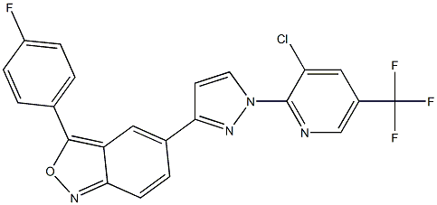 5-{1-[3-chloro-5-(trifluoromethyl)-2-pyridinyl]-1H-pyrazol-3-yl}-3-(4-fluorophenyl)-2,1-benzisoxazole 结构式
