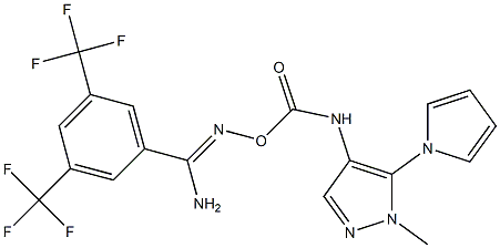 N'-[({[1-methyl-5-(1H-pyrrol-1-yl)-1H-pyrazol-4-yl]amino}carbonyl)oxy]-3,5-bis(trifluoromethyl)benzenecarboximidamide 结构式