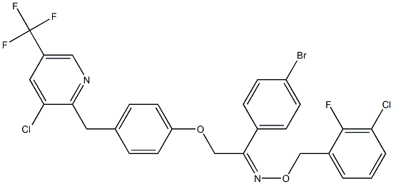 1-(4-bromophenyl)-2-(4-{[3-chloro-5-(trifluoromethyl)-2-pyridinyl]methyl}phenoxy)-1-ethanone O-(3-chloro-2-fluorobenzyl)oxime 结构式