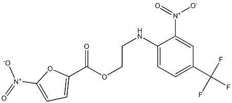 2-[2-nitro-4-(trifluoromethyl)anilino]ethyl 5-nitro-2-furoate 结构式