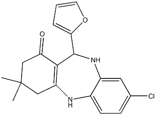 8-chloro-11-(2-furyl)-3,3-dimethyl-2,3,4,5,10,11-hexahydro-1H-dibenzo[b,e][1,4]diazepin-1-one 结构式