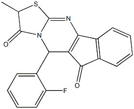 5-(2-fluorophenyl)-2-methylindeno[1,2-d][1,3]thiazolo[3,2-a]pyrimidine-3,6(2H,5H)-dione 结构式