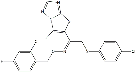 2-[(4-chlorophenyl)sulfanyl]-1-(6-methyl[1,3]thiazolo[3,2-b][1,2,4]triazol-5-yl)-1-ethanone O-(2-chloro-4-fluorobenzyl)oxime 结构式