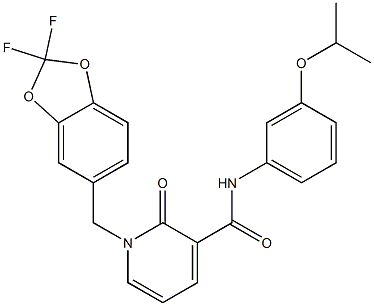 1-[(2,2-difluoro-1,3-benzodioxol-5-yl)methyl]-N-(3-isopropoxyphenyl)-2-oxo-1,2-dihydro-3-pyridinecarboxamide 结构式