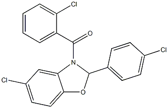 [5-chloro-2-(4-chlorophenyl)-2,3-dihydro-1,3-benzoxazol-3-yl](2-chlorophenyl)methanone 结构式