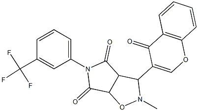 2-methyl-3-(4-oxo-4H-chromen-3-yl)-5-[3-(trifluoromethyl)phenyl]dihydro-2H-pyrrolo[3,4-d]isoxazole-4,6(3H,5H)-dione 结构式