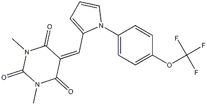 1,3-dimethyl-5-({1-[4-(trifluoromethoxy)phenyl]-1H-pyrrol-2-yl}methylene)-2,4,6(1H,3H,5H)-pyrimidinetrione 结构式