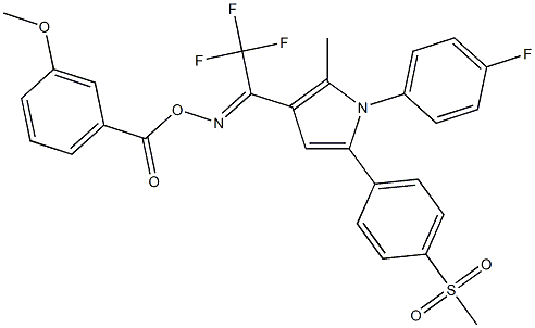 1-(4-fluorophenyl)-2-methyl-5-[4-(methylsulfonyl)phenyl]-3-{2,2,2-trifluoro[(3-methoxybenzoyl)oxy]ethanimidoyl}-1H-pyrrole 结构式