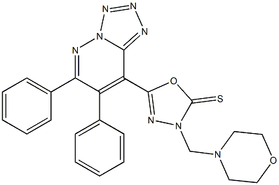 5-(6,7-diphenyl[1,2,3,4]tetraazolo[1,5-b]pyridazin-8-yl)-3-(morpholinomethyl)-2,3-dihydro-1,3,4-oxadiazole-2-thione 结构式