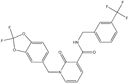 1-[(2,2-difluoro-1,3-benzodioxol-5-yl)methyl]-2-oxo-N-[3-(trifluoromethyl)benzyl]-1,2-dihydro-3-pyridinecarboxamide 结构式