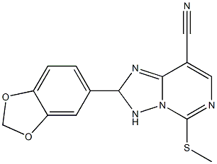 2-(1,3-benzodioxol-5-yl)-5-(methylthio)-2,3-dihydro[1,2,4]triazolo[1,5-c]pyrimidine-8-carbonitrile 结构式