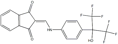 2-({4-[2,2,2-trifluoro-1-hydroxy-1-(trifluoromethyl)ethyl]anilino}methylene)-1H-indene-1,3(2H)-dione 结构式