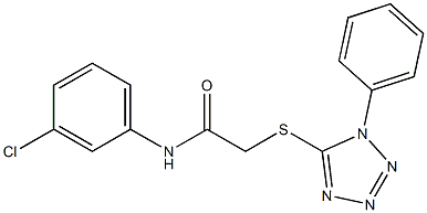 N-(3-chlorophenyl)-2-[(1-phenyl-1H-1,2,3,4-tetraazol-5-yl)sulfanyl]acetamide 结构式