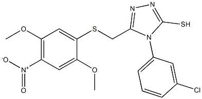 4-(3-chlorophenyl)-5-{[(2,5-dimethoxy-4-nitrophenyl)thio]methyl}-4H-1,2,4-triazole-3-thiol 结构式