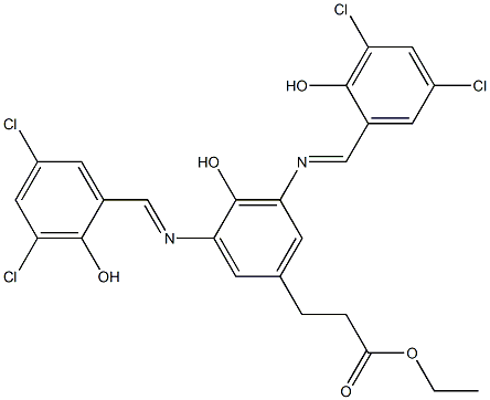 ethyl 3-{3,5-di[(3,5-dichloro-2-hydroxybenzylidene)amino]-4-hydroxyphenyl}propanoate 结构式