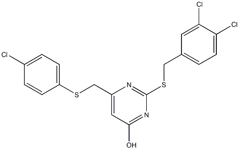 6-{[(4-chlorophenyl)sulfanyl]methyl}-2-[(3,4-dichlorobenzyl)sulfanyl]-4-pyrimidinol 结构式