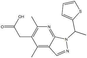 [4,6-dimethyl-1-(1-thien-2-ylethyl)-1H-pyrazolo[3,4-b]pyridin-5-yl]acetic acid 结构式