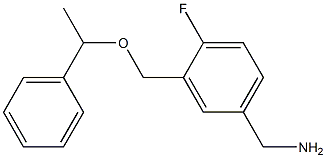 {4-fluoro-3-[(1-phenylethoxy)methyl]phenyl}methanamine 结构式