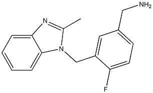 {4-fluoro-3-[(2-methyl-1H-1,3-benzodiazol-1-yl)methyl]phenyl}methanamine 结构式