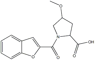 1-(1-benzofuran-2-ylcarbonyl)-4-methoxypyrrolidine-2-carboxylic acid 结构式