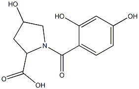 1-(2,4-dihydroxybenzoyl)-4-hydroxypyrrolidine-2-carboxylic acid 结构式