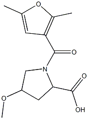 1-(2,5-dimethyl-3-furoyl)-4-methoxypyrrolidine-2-carboxylic acid 结构式