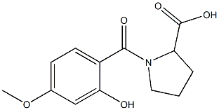 1-(2-hydroxy-4-methoxybenzoyl)pyrrolidine-2-carboxylic acid 结构式
