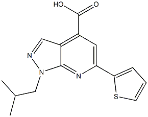 1-(2-methylpropyl)-6-(thiophen-2-yl)-1H-pyrazolo[3,4-b]pyridine-4-carboxylic acid 结构式