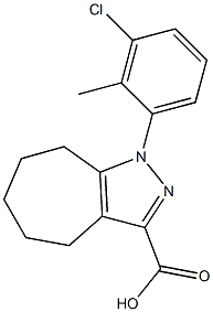 1-(3-chloro-2-methylphenyl)-1,4,5,6,7,8-hexahydrocyclohepta[c]pyrazole-3-carboxylic acid 结构式