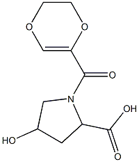 1-(5,6-dihydro-1,4-dioxin-2-ylcarbonyl)-4-hydroxypyrrolidine-2-carboxylic acid 结构式