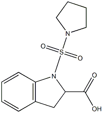 1-(pyrrolidine-1-sulfonyl)-2,3-dihydro-1H-indole-2-carboxylic acid 结构式