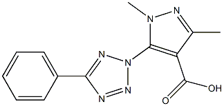 1,3-dimethyl-5-(5-phenyl-2H-1,2,3,4-tetrazol-2-yl)-1H-pyrazole-4-carboxylic acid 结构式