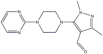 1,3-dimethyl-5-[4-(pyrimidin-2-yl)piperazin-1-yl]-1H-pyrazole-4-carbaldehyde 结构式
