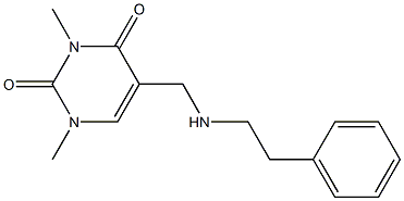 1,3-dimethyl-5-{[(2-phenylethyl)amino]methyl}-1,2,3,4-tetrahydropyrimidine-2,4-dione 结构式