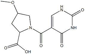 1-[(2,4-dioxo-1,2,3,4-tetrahydropyrimidin-5-yl)carbonyl]-4-methoxypyrrolidine-2-carboxylic acid 结构式