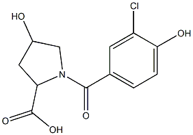 1-[(3-chloro-4-hydroxyphenyl)carbonyl]-4-hydroxypyrrolidine-2-carboxylic acid 结构式