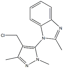 1-[4-(chloromethyl)-1,3-dimethyl-1H-pyrazol-5-yl]-2-methyl-1H-1,3-benzodiazole 结构式