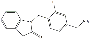 1-{[4-(aminomethyl)-2-fluorophenyl]methyl}-2,3-dihydro-1H-indol-2-one 结构式