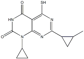 1-cyclopropyl-5-mercapto-7-(2-methylcyclopropyl)pyrimido[4,5-d]pyrimidine-2,4(1H,3H)-dione 结构式