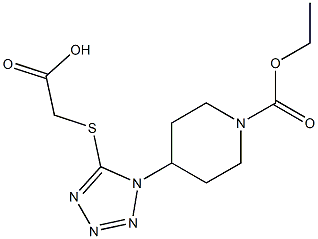 2-({1-[1-(ethoxycarbonyl)piperidin-4-yl]-1H-1,2,3,4-tetrazol-5-yl}sulfanyl)acetic acid 结构式